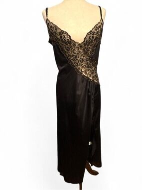 Vintage 80s Colesce Collection Black & Gold Metallic Lace Nightgown Plus Size 3+